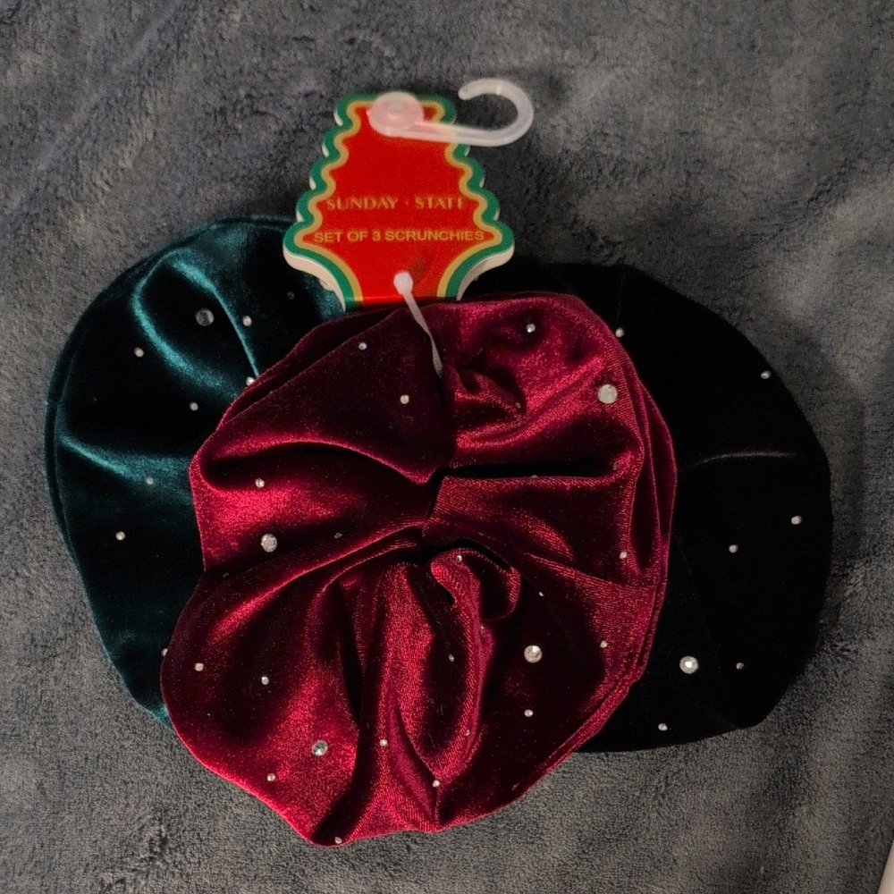 NWT Velvet Scrunchies Set